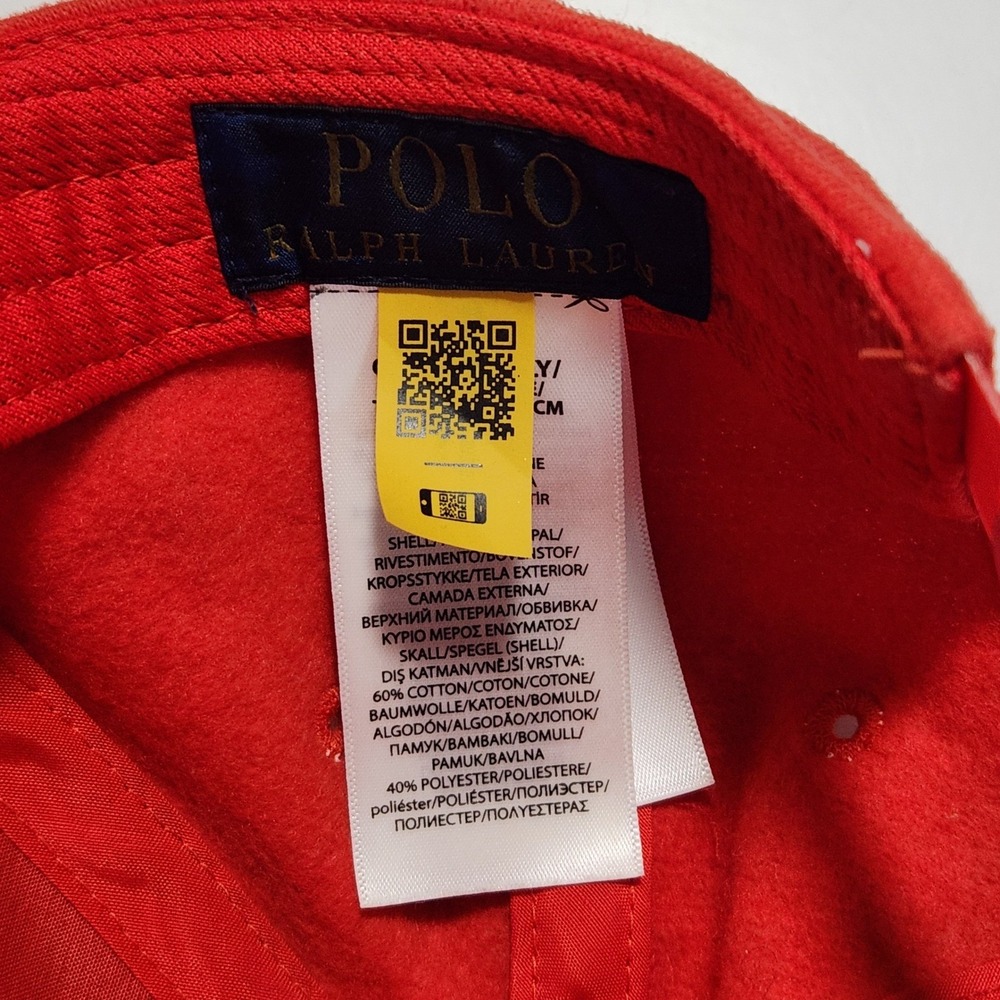 Polo Ralph Lauren Red Embroidered Logo Snapback Baseball Cap Hat One Size Unisex - Picture 7 of 9